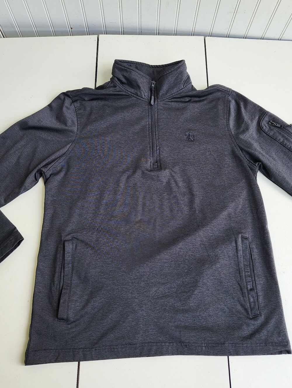 Rugby University 1/4 Zip Extreme Stretch, Men's Active Wear Shirt Black Gray M